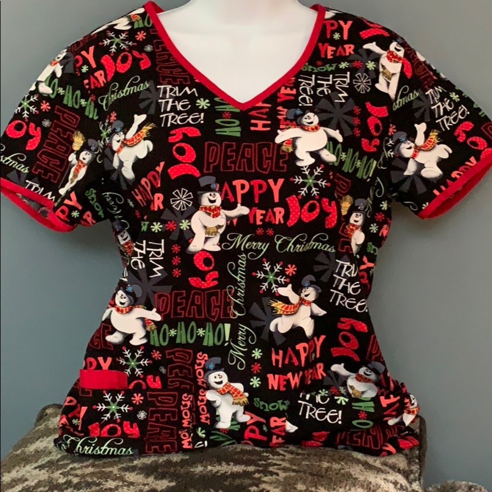 Scrub top frosty the snow man